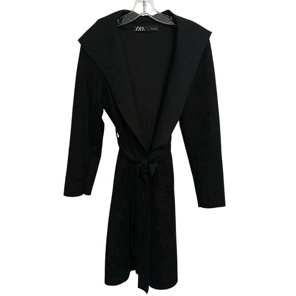 Zara Black Hooded Coat Brand New NWOT - Picture 3 of 16